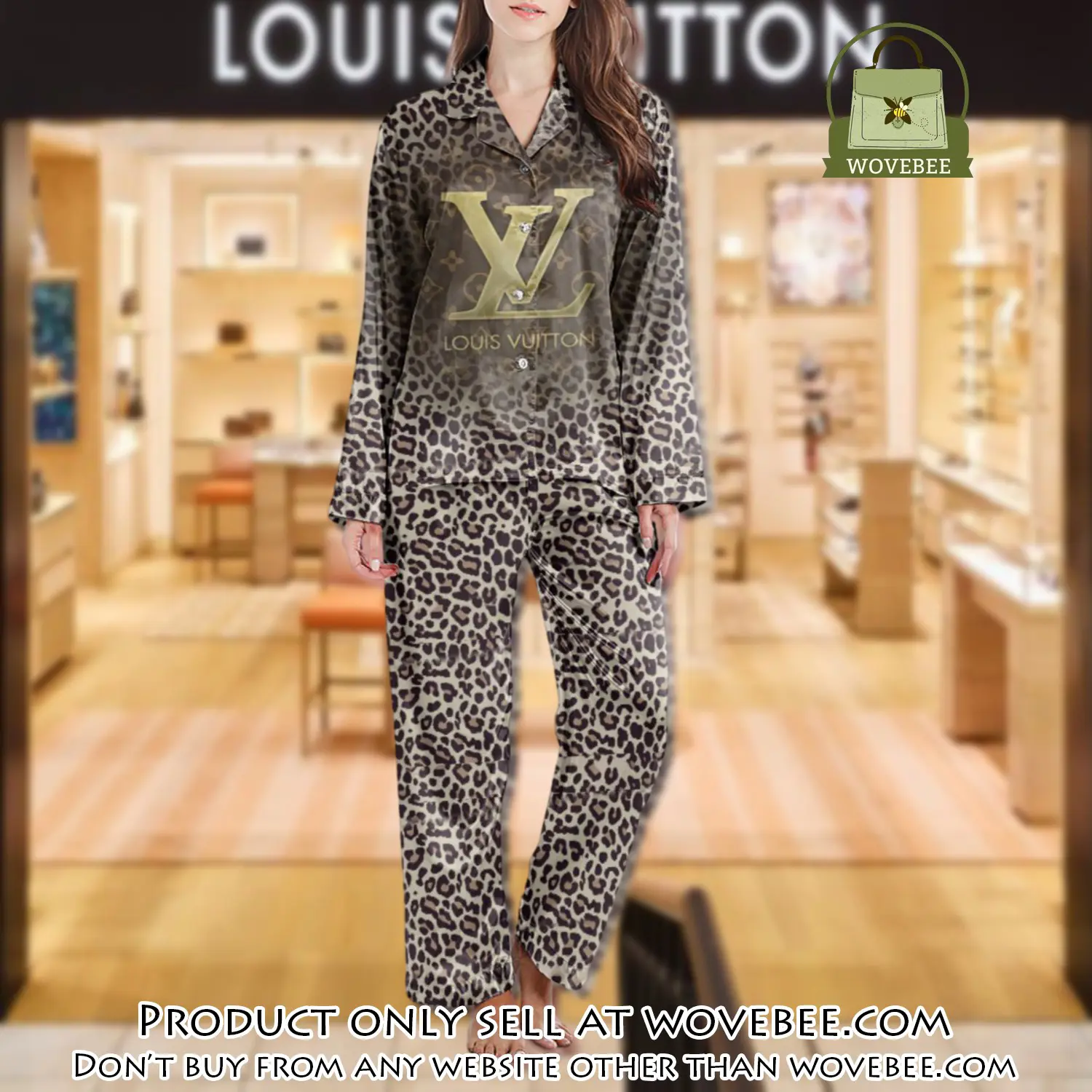 Lv monogram long satin pajama set pjs1026 wvb1357047